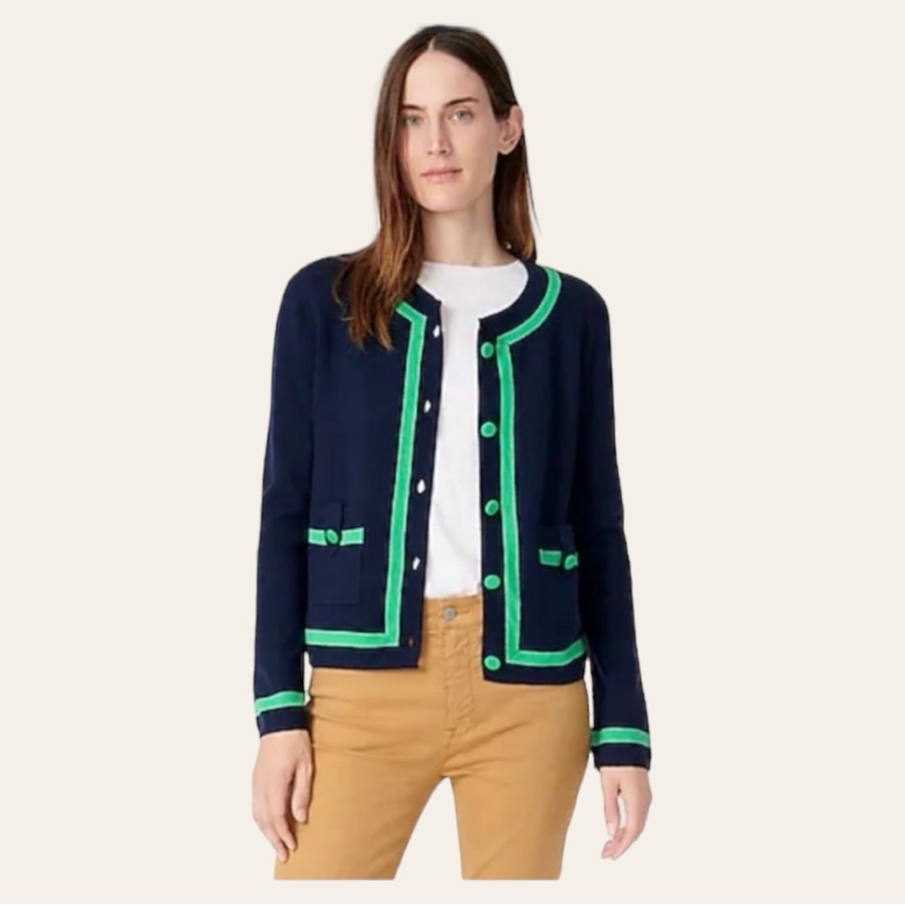 J. Crew Navy and Green Women's Cardigan